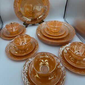 Vintage Anchor Hocking Fire King Peach Lustre Glassware 1950’s - Set/5 Good Cond